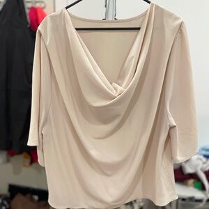 Elegant Cream Drape Neck Top